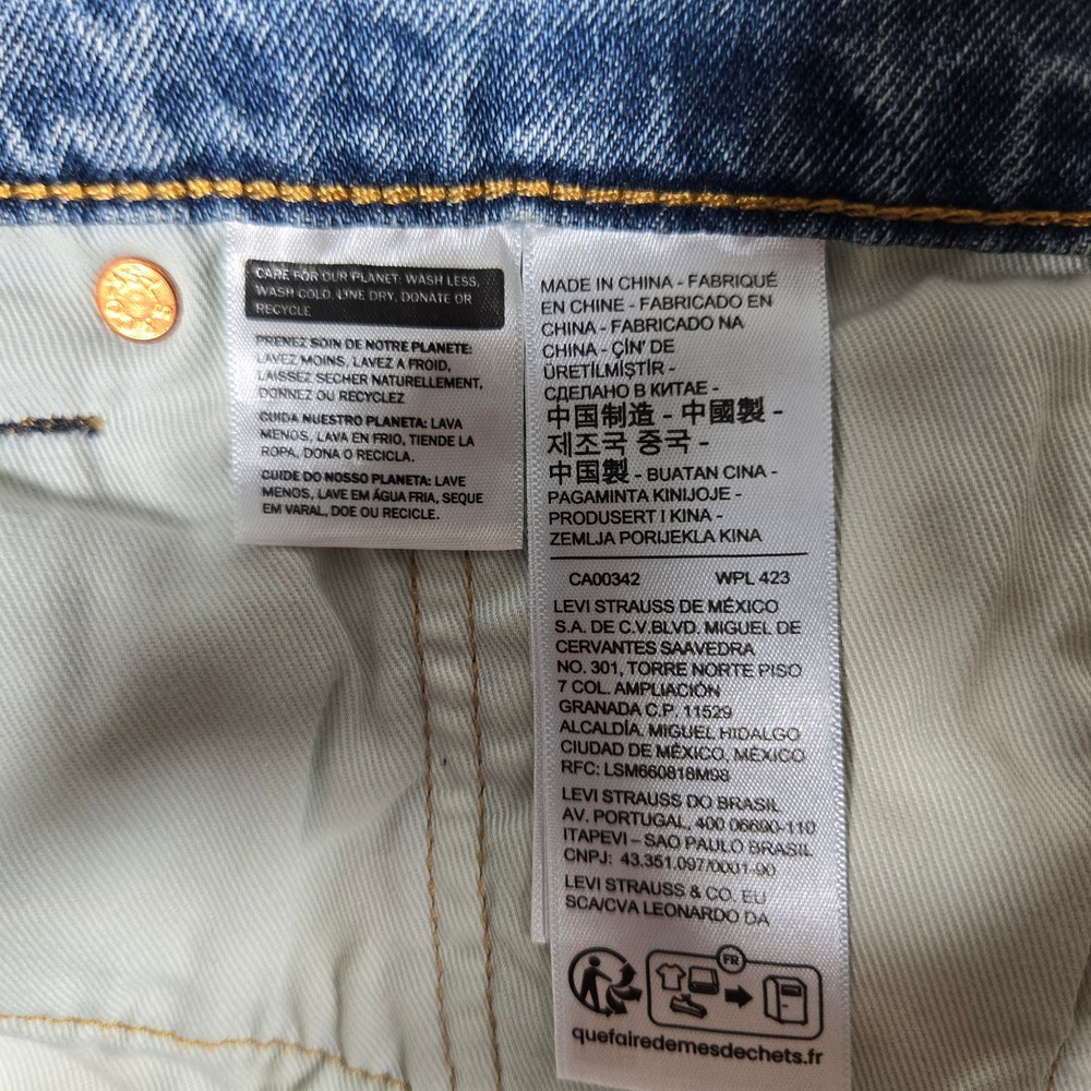 Levis 502 Taper Selvedge Denim Jeans Mens 33x34 Light Wash Cotton Hemp - Picture 5 of 9